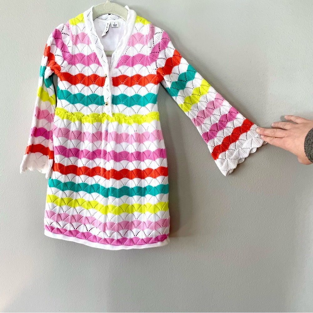 Janie & Jack 4 striped knit dress pastel bell sleeve